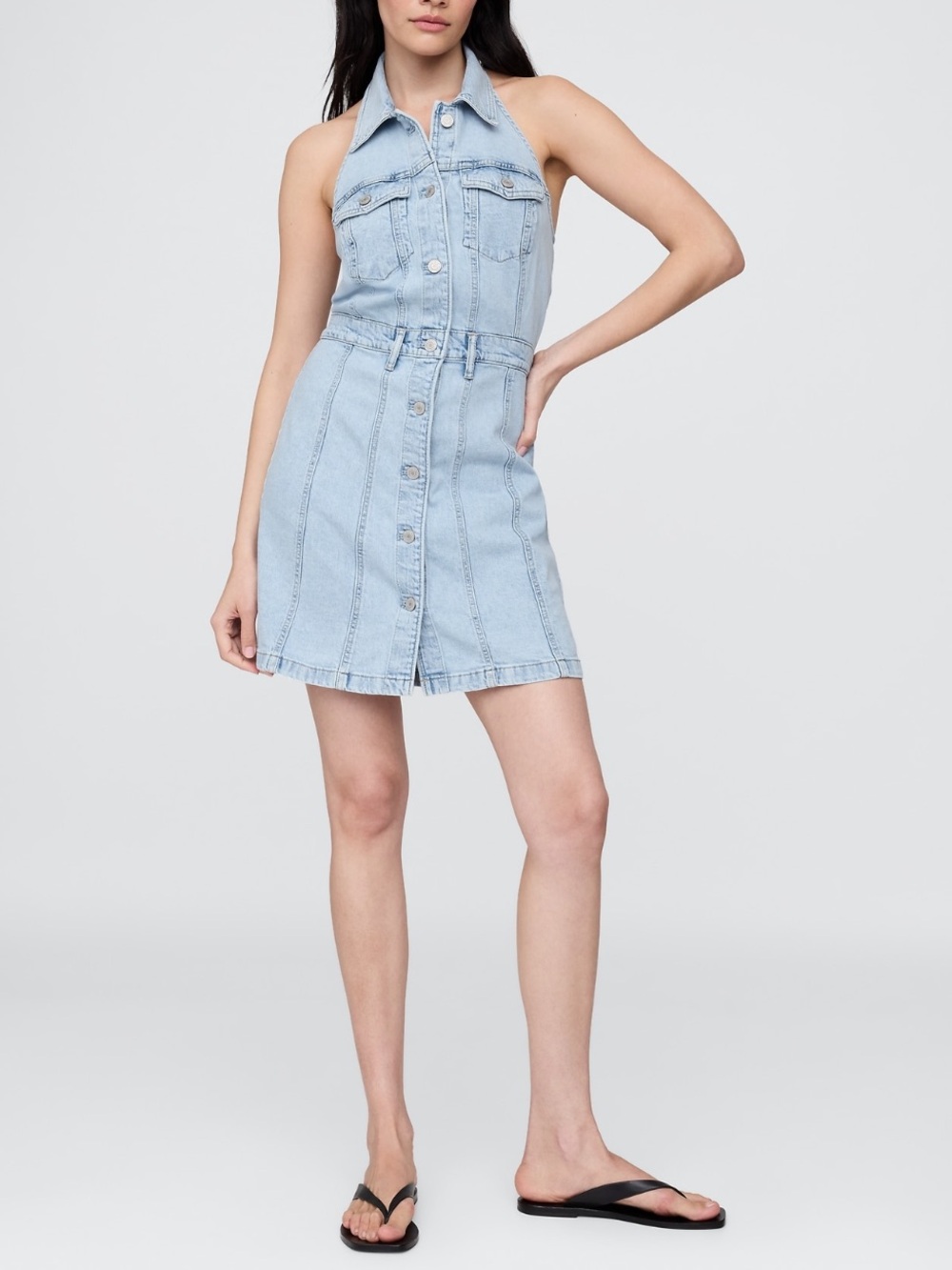 Icon Denim Halter Mini Dress